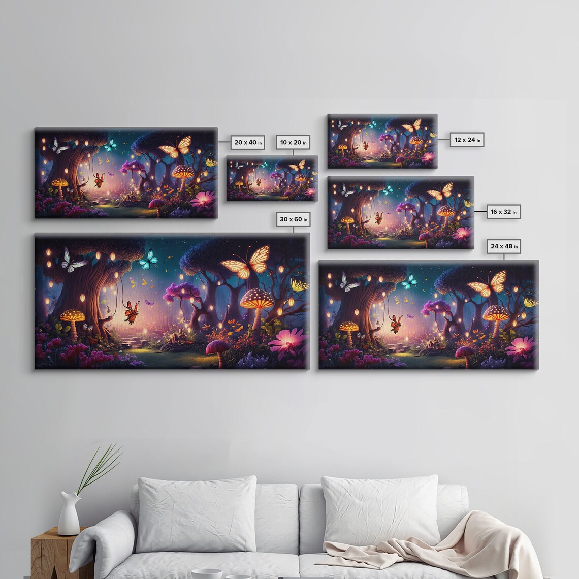 Fantasy Forest Glowing Butterflies Art Print - Image 2