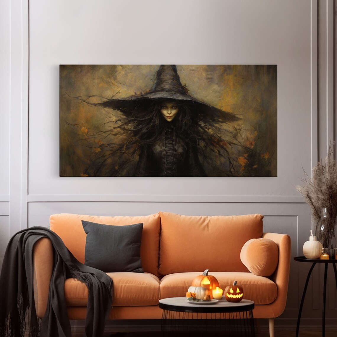 The Witch Halloween Goth Art Print, Halloween Decor