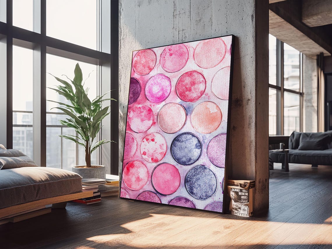 Pink Eyeshadow Makeup Palette Watercolor Art Print Vanity Decor Poster - Image 2