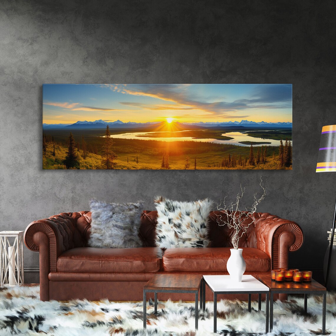 Denali National Park Sunrise River Sunburst Alaska Range Panoramic Poster - Image 3