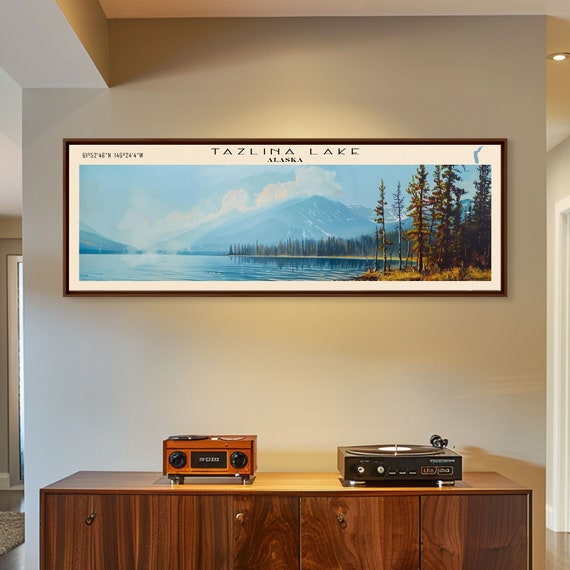 Tazlina Lake Panoramic Wall Art Framed Print Lake House Decor Travel Poster Serene Landscape Living Room Decor Nature Painting