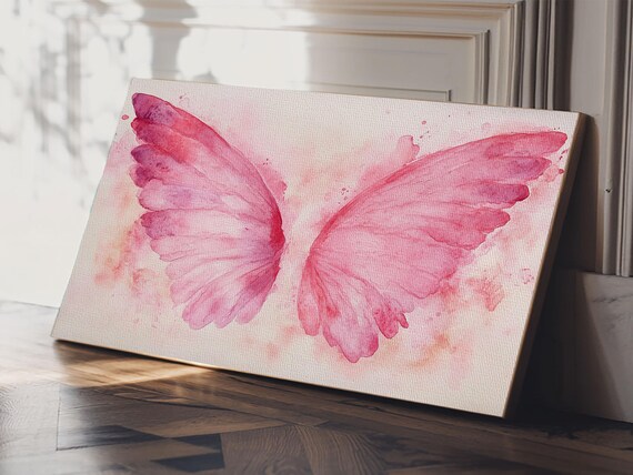 Angel Wings Print Whimsical Art Light Pink Wall Art Angel Art Prints Bedroom Decor Above Bed Wall Art Gift Idea