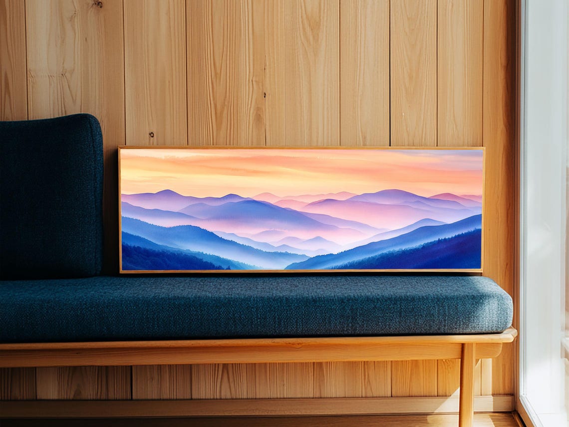 Blue Ridge Mountains Sunset Layers Panoramic Landscape Painting Poster - Image 6