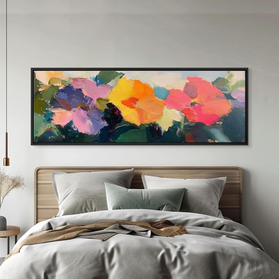Abstract Colorful Flowers Bold Brushstrokes Pink Yellow Oil Poster - Image 3