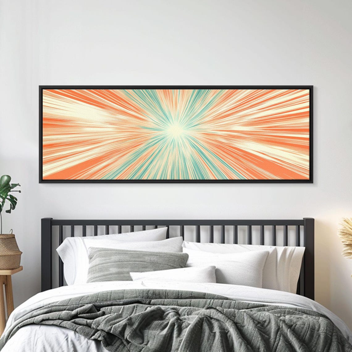 Light Speed Tunnel Pastel Orange Teal Starburst Abstract Poster - Image 5