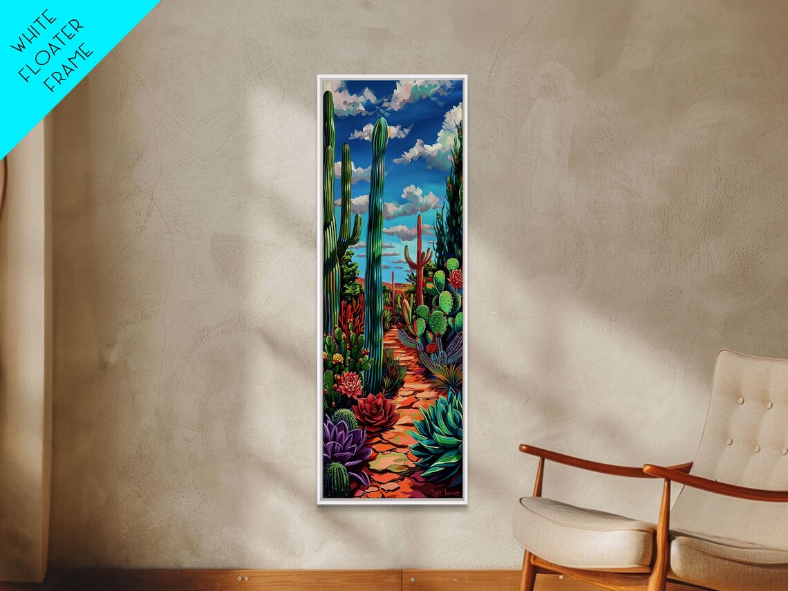 Desert Botanical Garden Saguaro Cactus Succulent Colorful Art Poster - Image 6