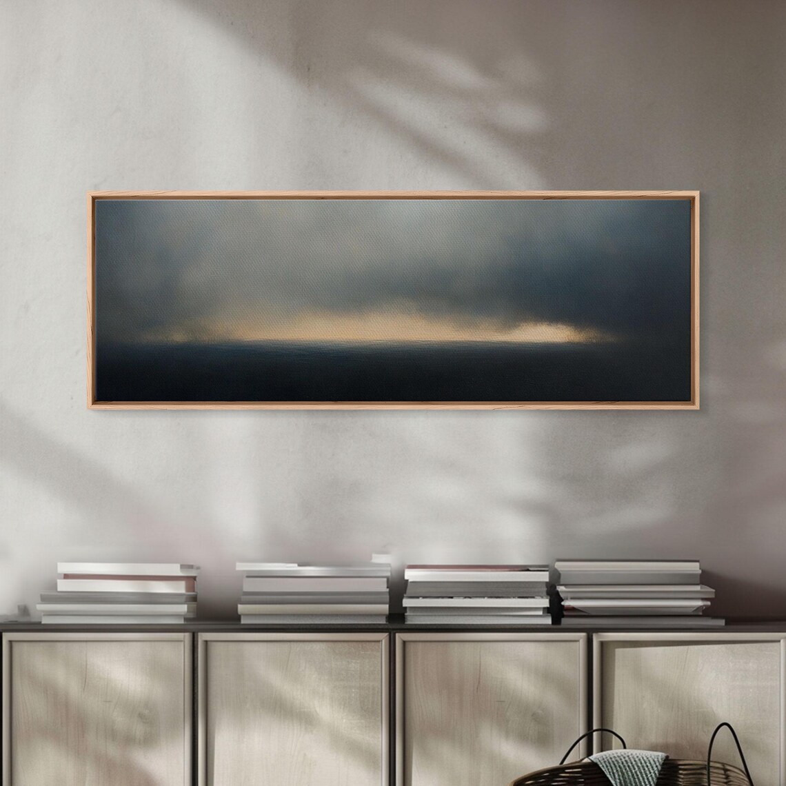Stormy Sea Under Dark Clouds Moody Seascape Panoramic Painting Poster - Image 2