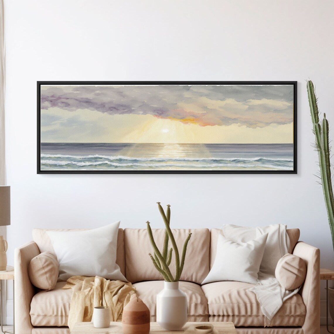Panoramic Ocean Beach Sea Landscape Nautical Wall Art - Image 5