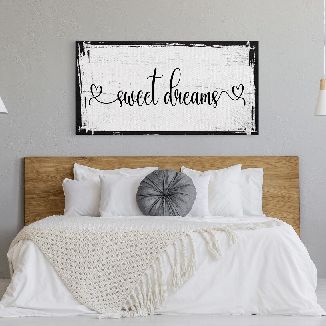 Sweet Dreams Heart Flourish Distressed White Bedroom Sign Wall Poster - Image 5