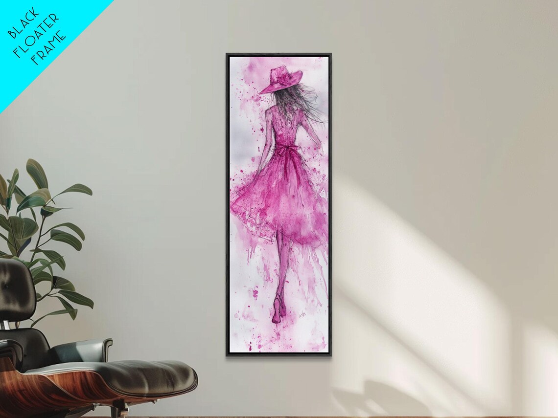 Pink Dress Fashion Illustration Watercolor Feminine Chic Wall Poster - Image 4