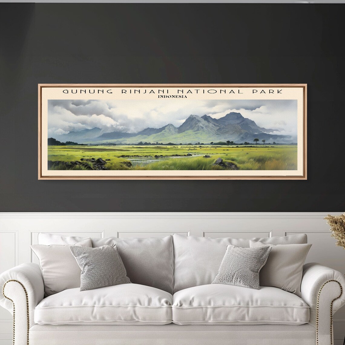 Gunung Rinjani Indonesia Volcano Peak Green Savanna Clouds Travel Poster - Image 6