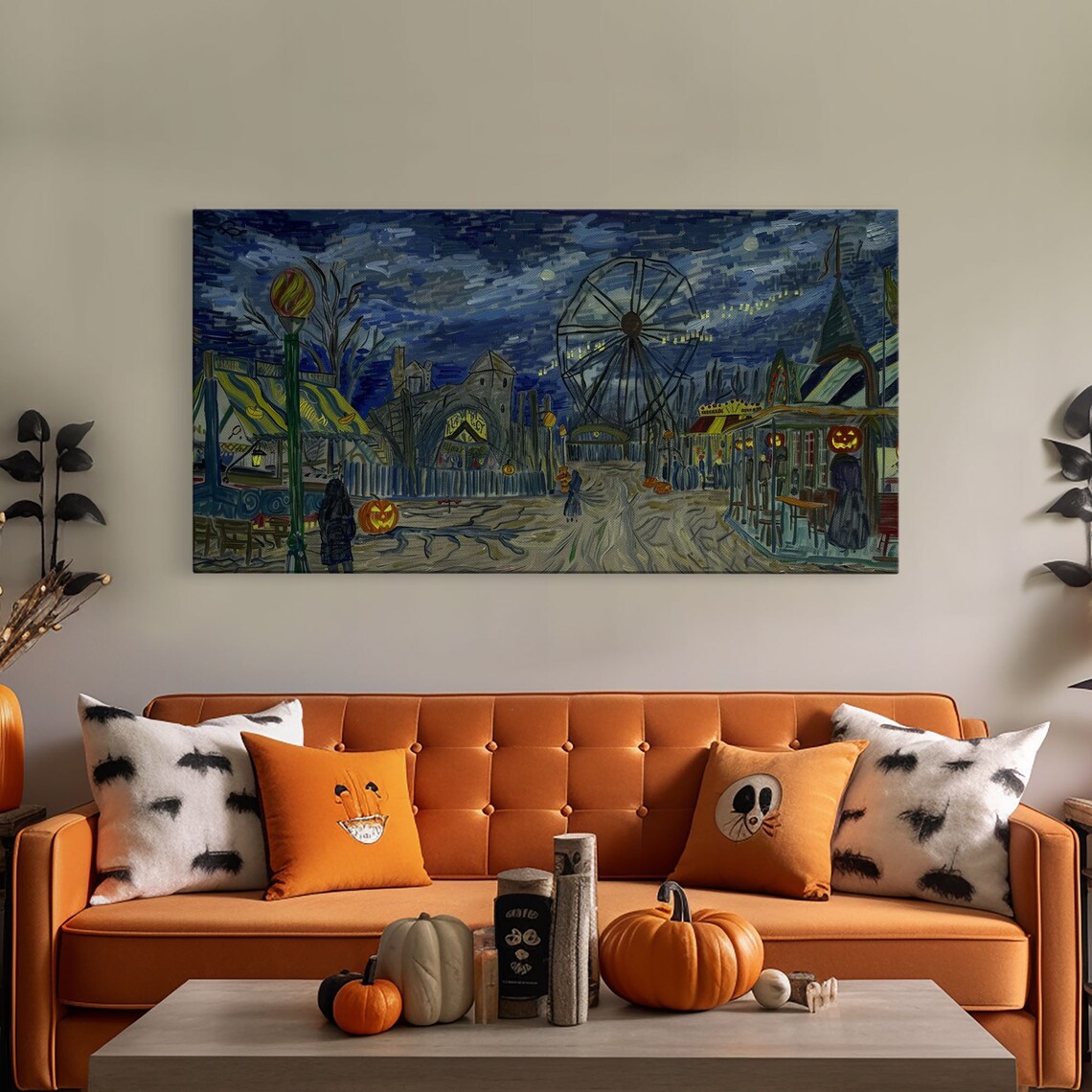 Starry Night Haunted Carnival Ferris Wheel Carousel Spooky Halloween Poster - Image 5