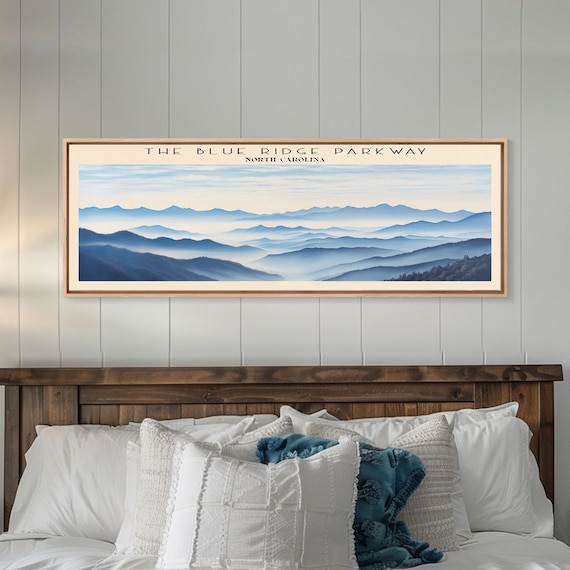 The Blue Ridge Parkway Framed Print Travel Poster Panoramic Wall Art Home Decor Gift For Travel Lover Wall Hanging