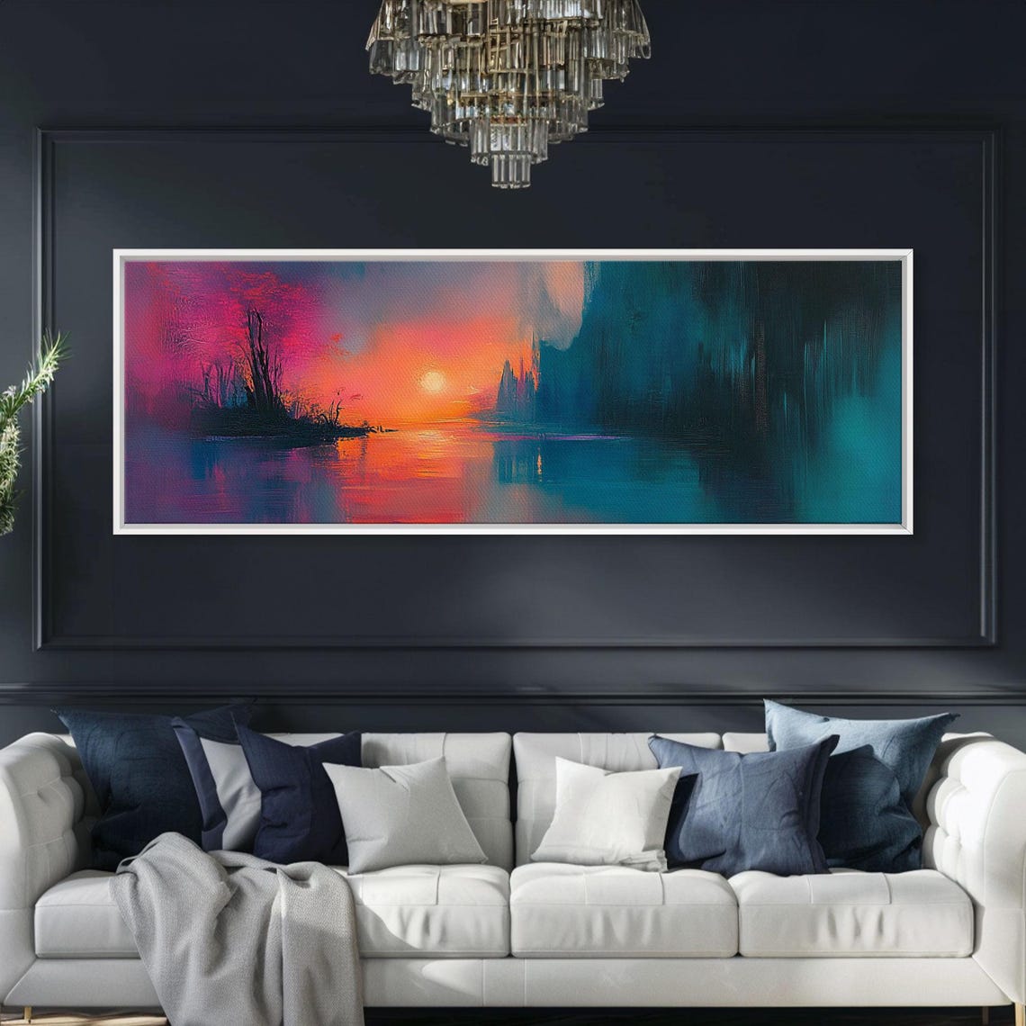 Sunset In The Swamp Moody Decor Framed Print Subdued Wall Art Home Decor - Image 5