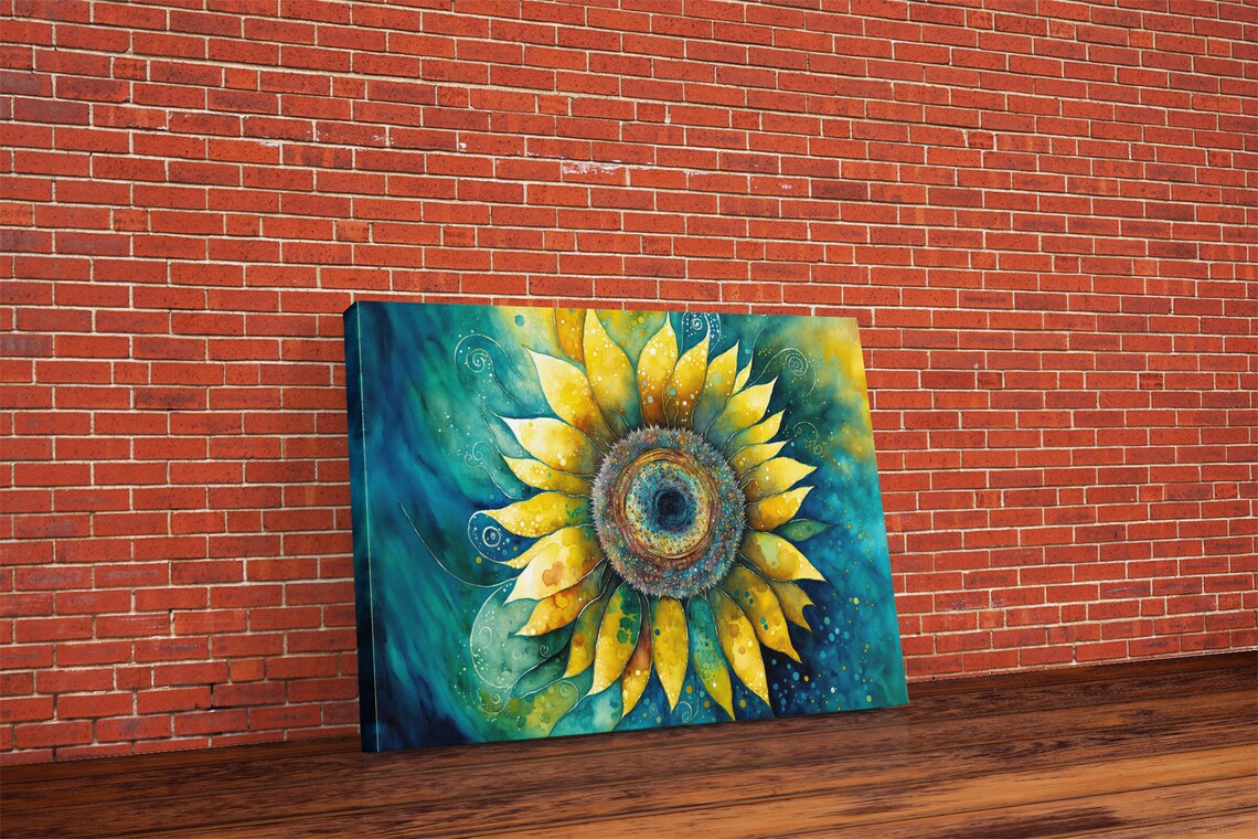 Sunflower Watercolor Farmhouse Living Room Art Print