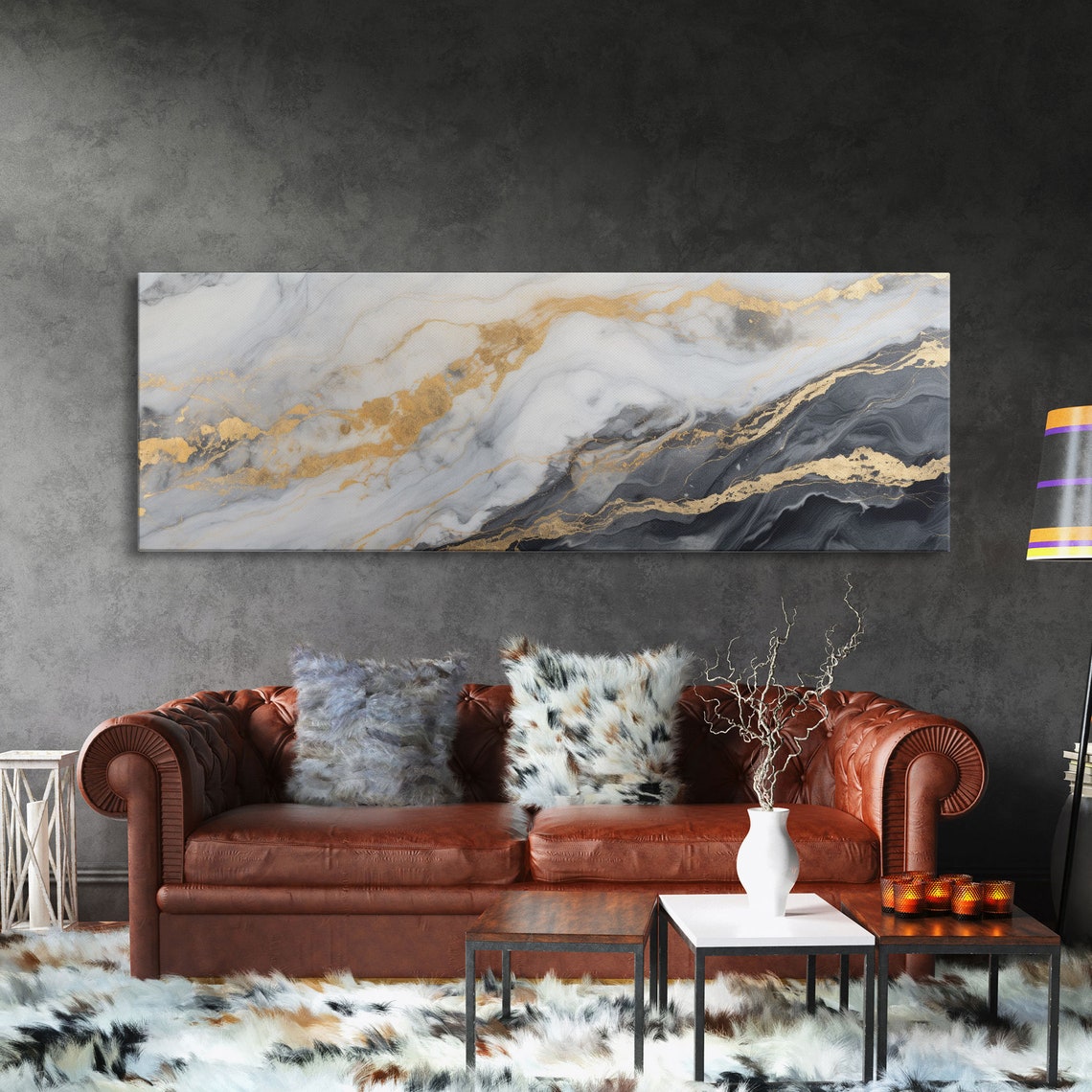 White Gold Marble Abstract Soft Gray Veins Modern Minimal Wall Art - Image 3