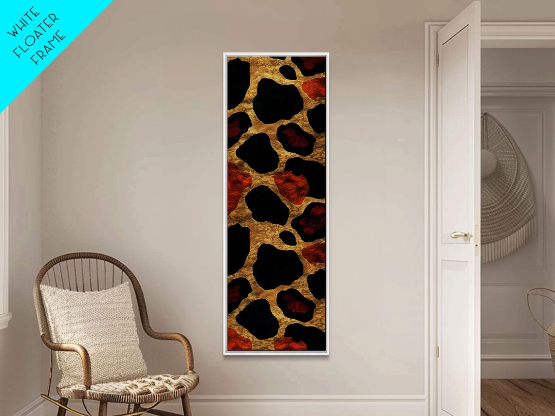 Textured Leopard Print Black Red Gold Spots Bold Animal Art Poster - Image 5