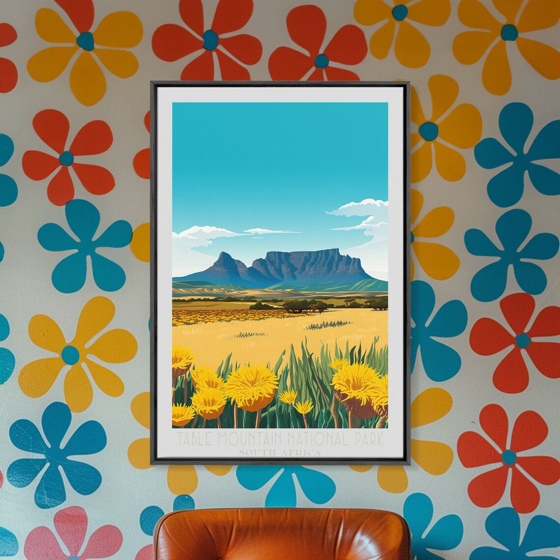 Table Mountain National Park Cape Town Wildflower Field Travel Poster - Image 5