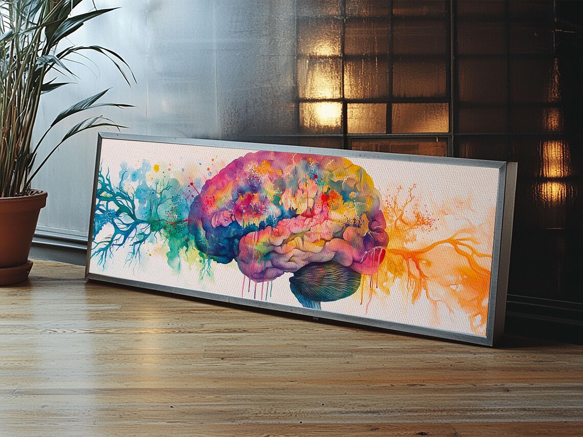 Colorful Brain Framed Print Science Art Therapy Art Modern Art Above Sofa Living Room Wall Decor Thoughtful Gift For Her - Image 3
