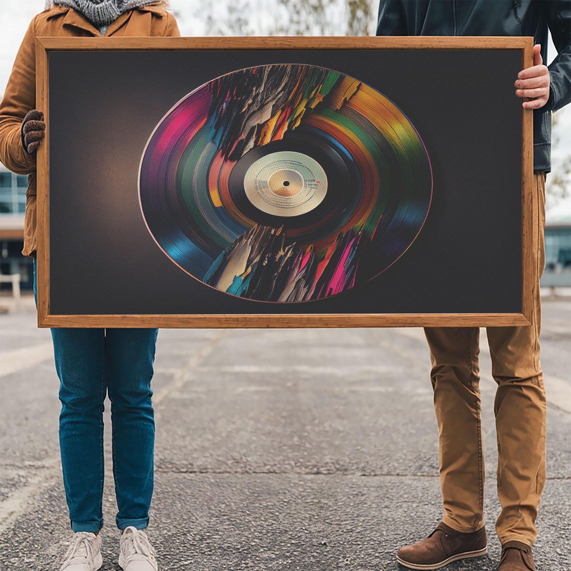 Synthwave Vinyl Record Art Print Framed Wall Art Interior Design Musical Wall Art Music Room Decor - Image 3