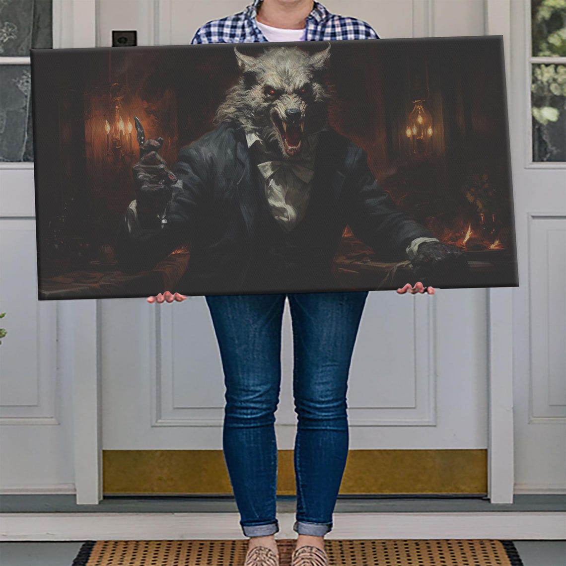 Victorian Werewolf Gentleman Portrait Dark Academia Horror Wall Art - Image 4