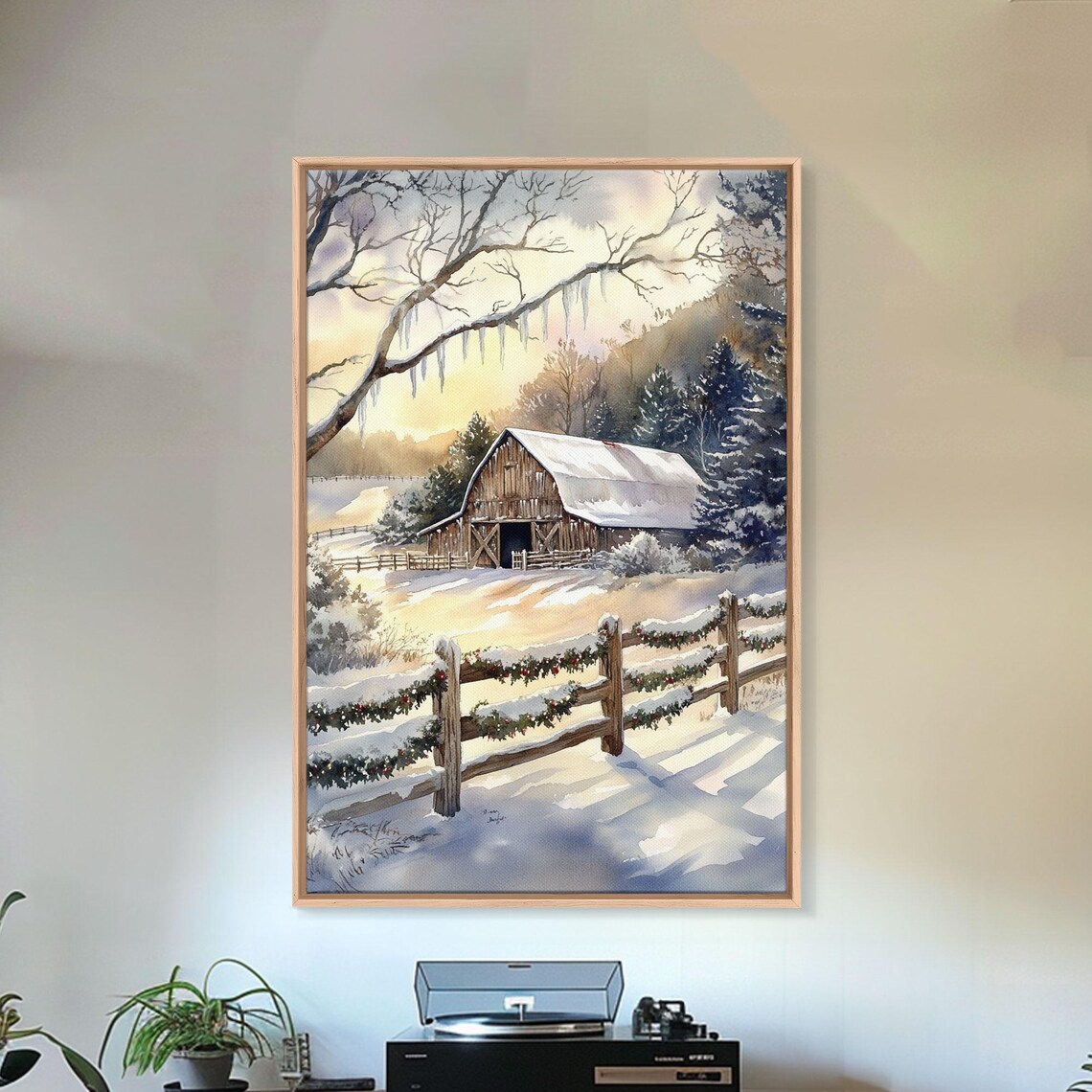 Winter Barn Painting, Winter Wonderland Art Print - Image 4