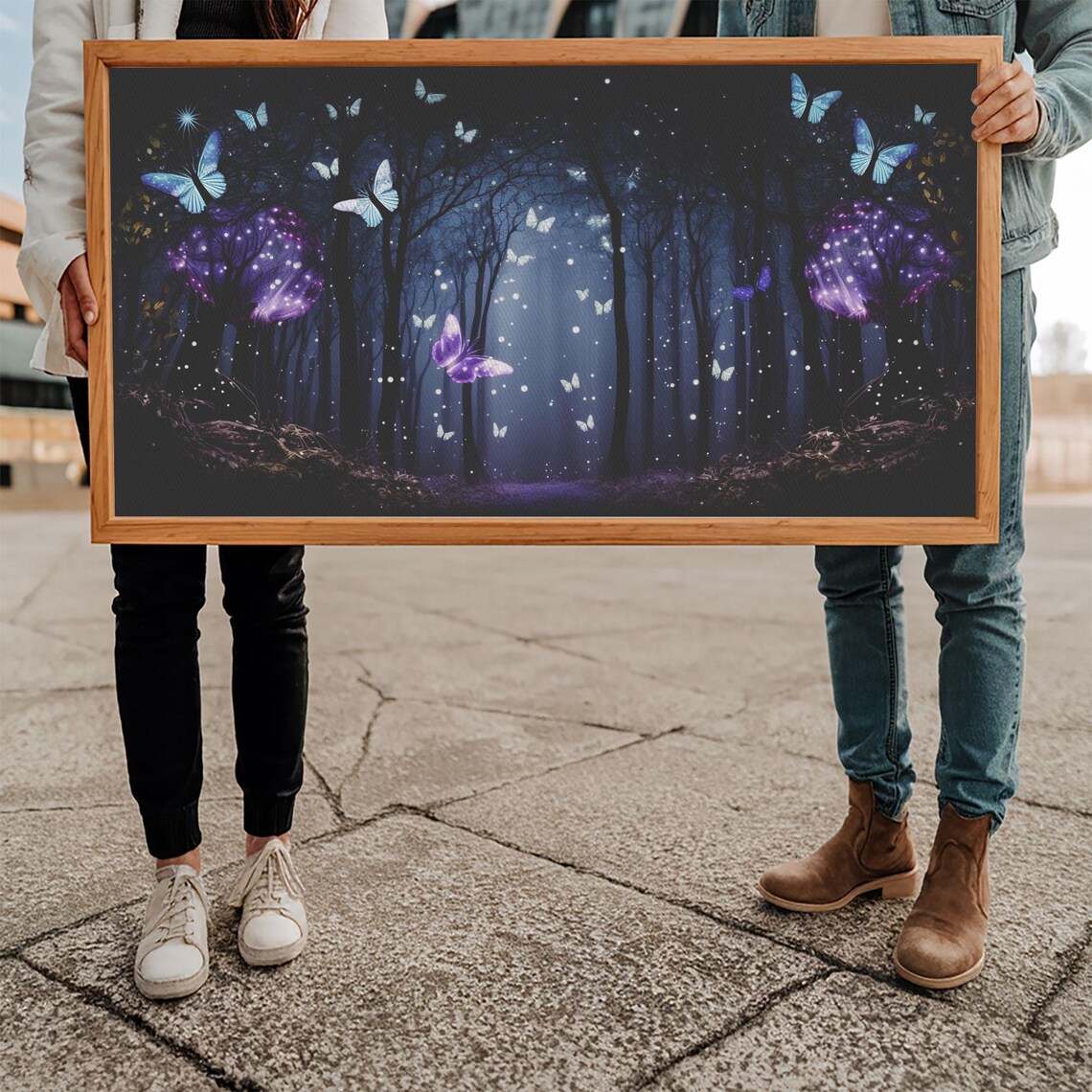 Glowing Butterflies Night Forest Purple Blue Magic Sparkle Fairy Poster - Image 5
