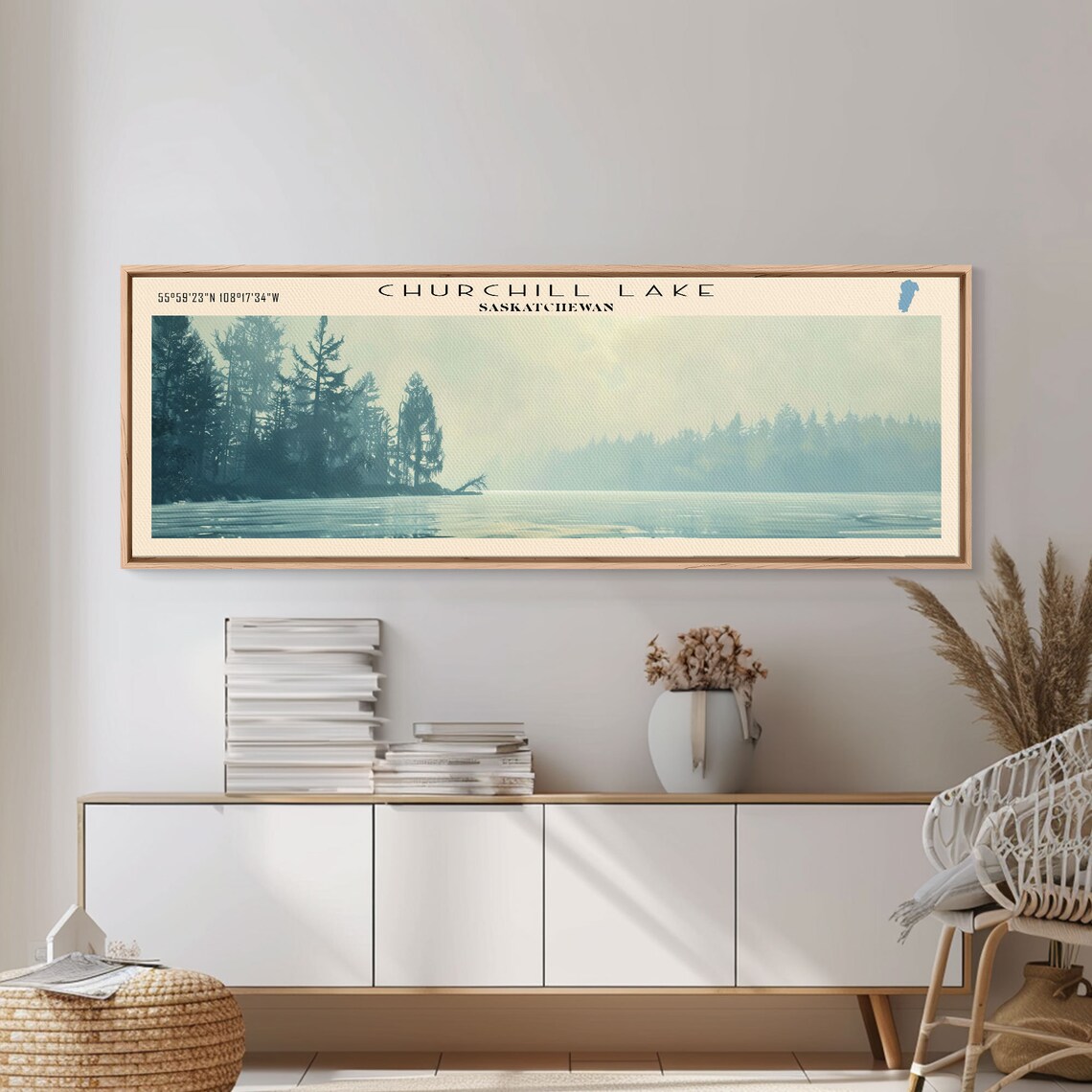 Churchill Lake Saskatchewan Misty Evergreen Haze Water Travel Poster - Image 5