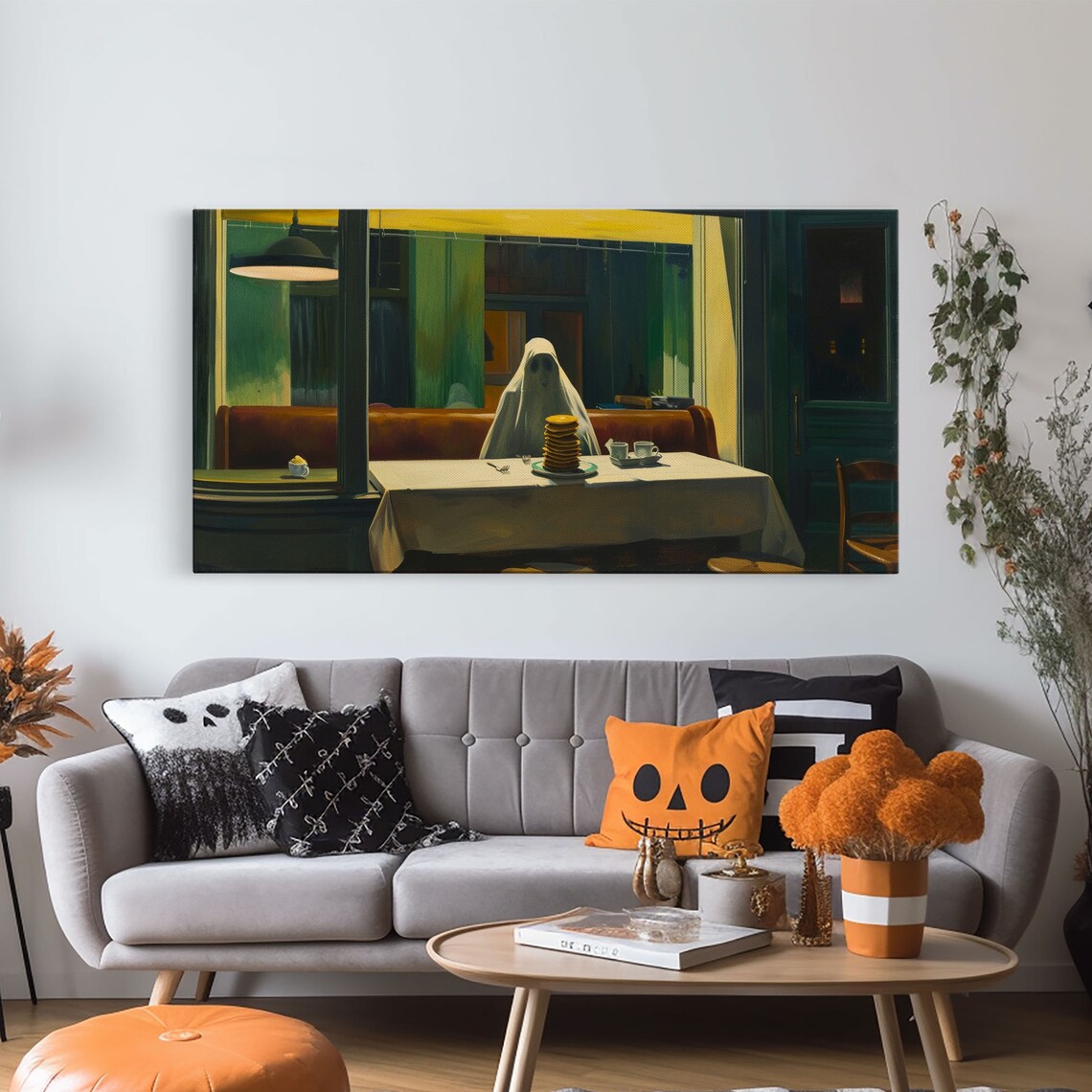 Haunted Diner Ghost Having A Stack Of Pancakes Art Print - Image 6