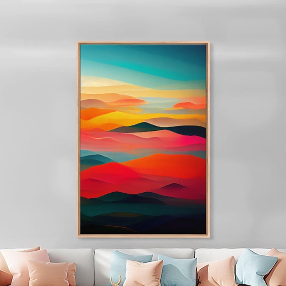 Art Deco Print Midcentury Modern Sunset And Clouds Unique Wall Art