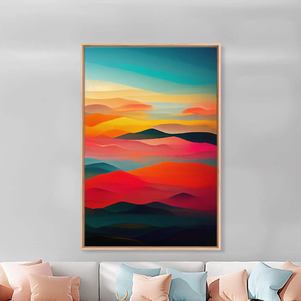 Art Deco Print Midcentury Modern Sunset And Clouds Unique Wall Art