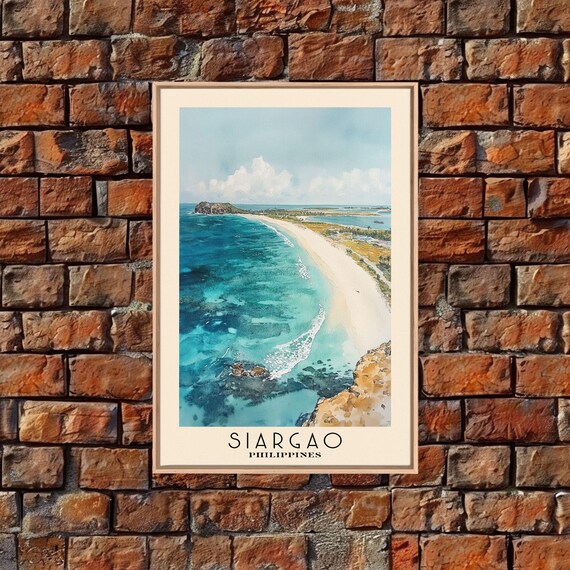 Siargao Philippines Aerial Sandy Beach Turquoise Surf Rocky Coast Poster