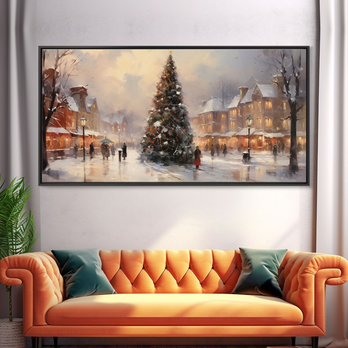 Winter Wonderland Christmas Village, Retro Art Print - Image 5
