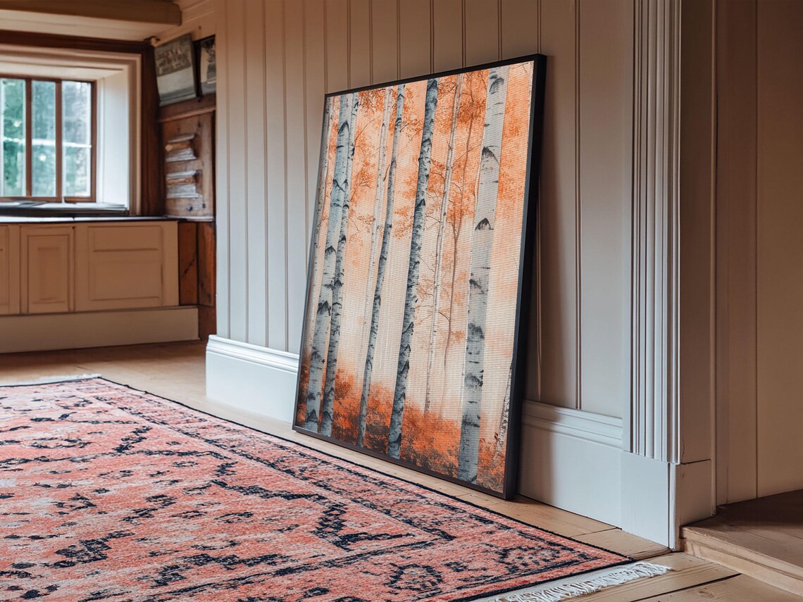 Original Birch Tree Forest Painting Print Birch Tree Textured Wall Art Statement Living Room Wall Art Decor Designer Art Custom Art - Image 5