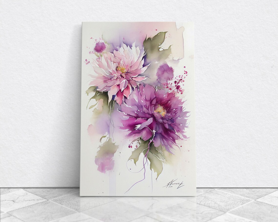 Pink Purple Watercolor Blossom Flowers Soft Botanical Floral Poster - Image 6