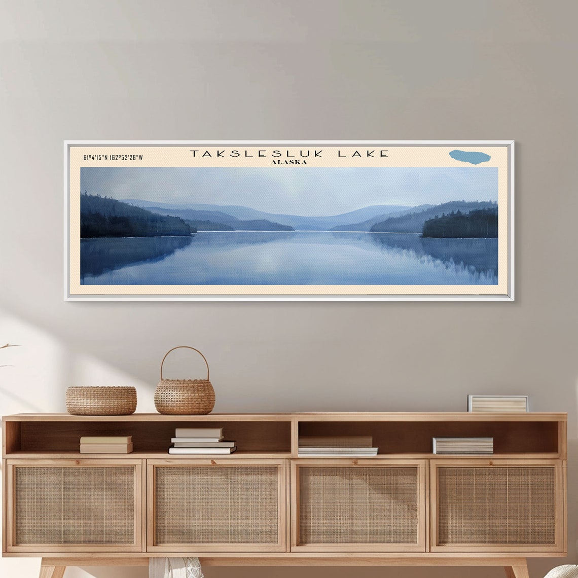 Takslesluk Lake Alaska Blue Misty Lake Forested Shores Travel Poster - Image 4