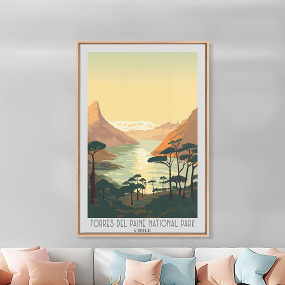 Torres Del Paine Chile Patagonia Lake Granite Peaks Travel Poster