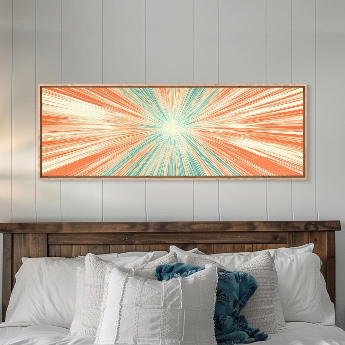 Light Speed Tunnel Pastel Orange Teal Starburst Abstract Poster
