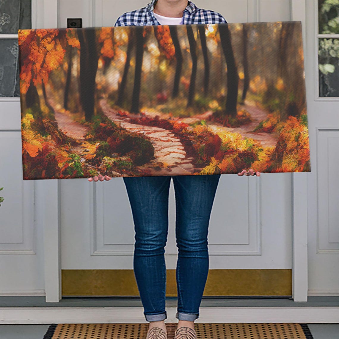 Autumn Forest Trail Winding Stone Path Fall Foliage Nature Art Poster - Image 4