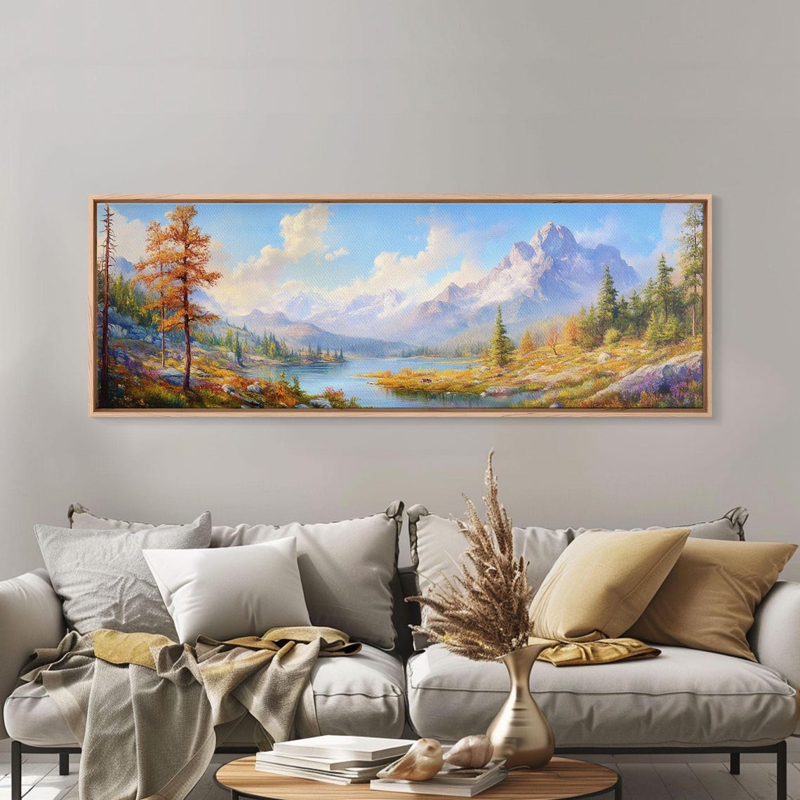 Wilderness Autumn Mountain Lake Serene Forest Cabin View Poster - Image 4