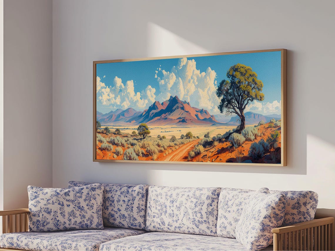 Southwestern Desert Mountains Red Rock Pueblo Landscape Poster - Image 2