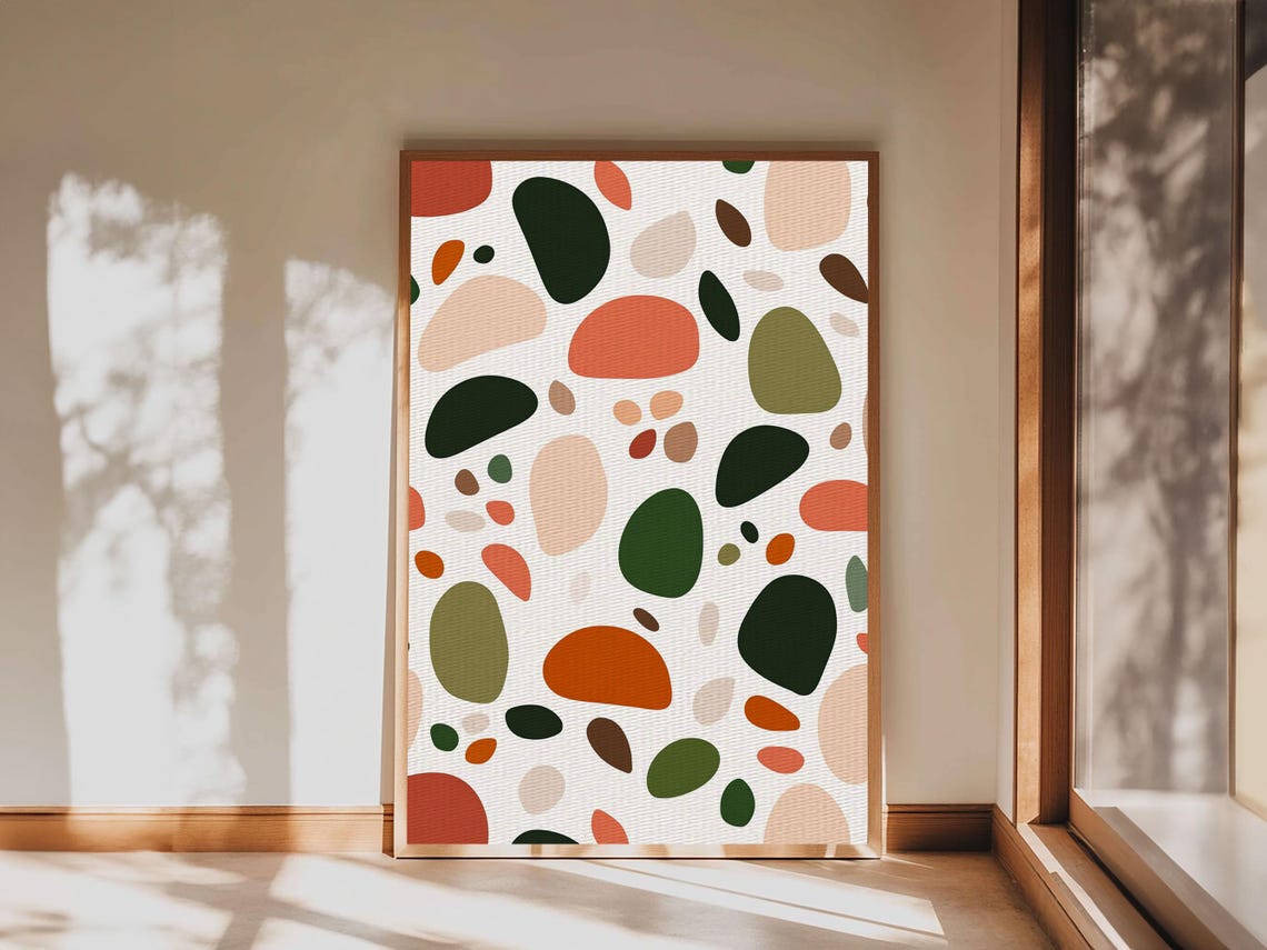 Mid Century Modern Abstract Organic Shapes Terrazzo Wall Poster - Image 5