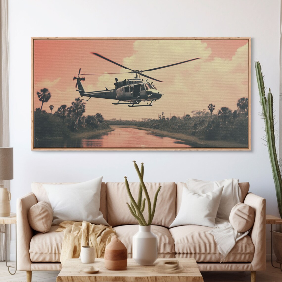 Vaporwave Huey Helicopter Over Vietnam Art Print - Image 3