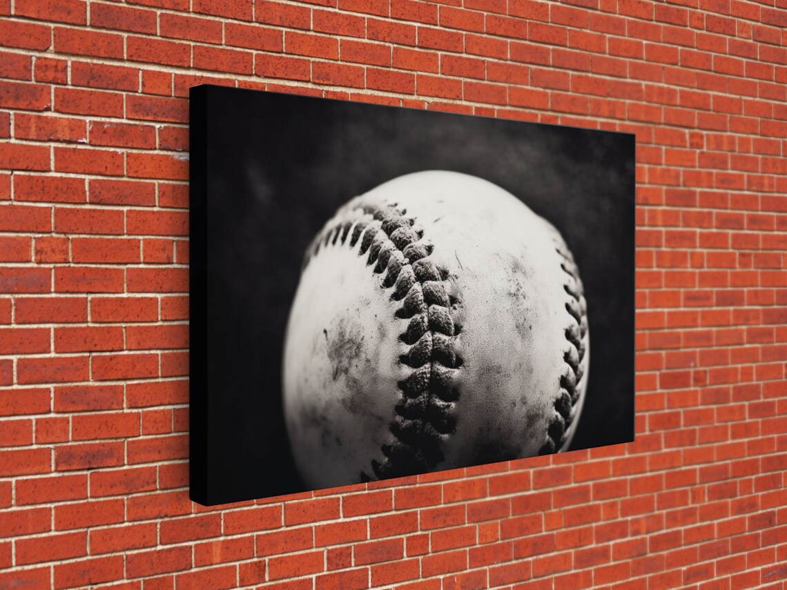 Baseball Close Up Black And White Vintage Sports Photography Poster - Image 2