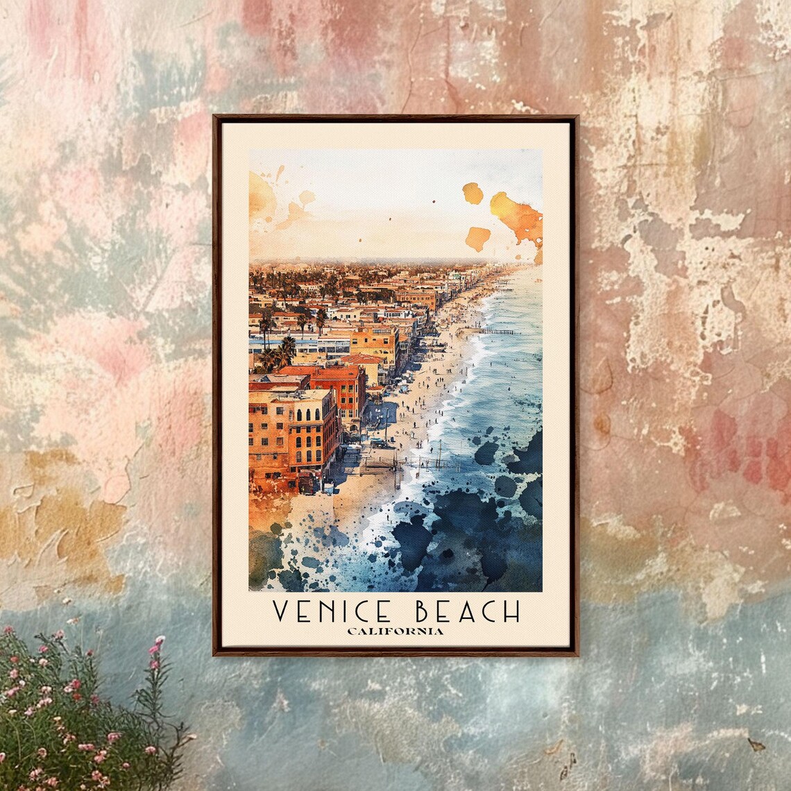 Venice Beach California Aerial Ocean Shoreline Boardwalk View Poster - Image 4