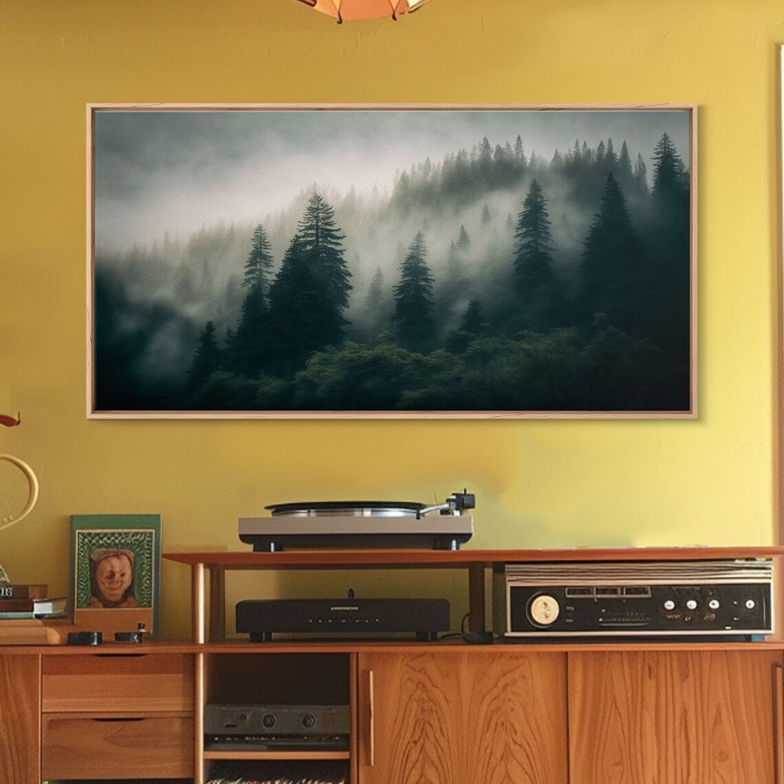 Morning Fog Over A Mountain Forest Art Print - Image 3
