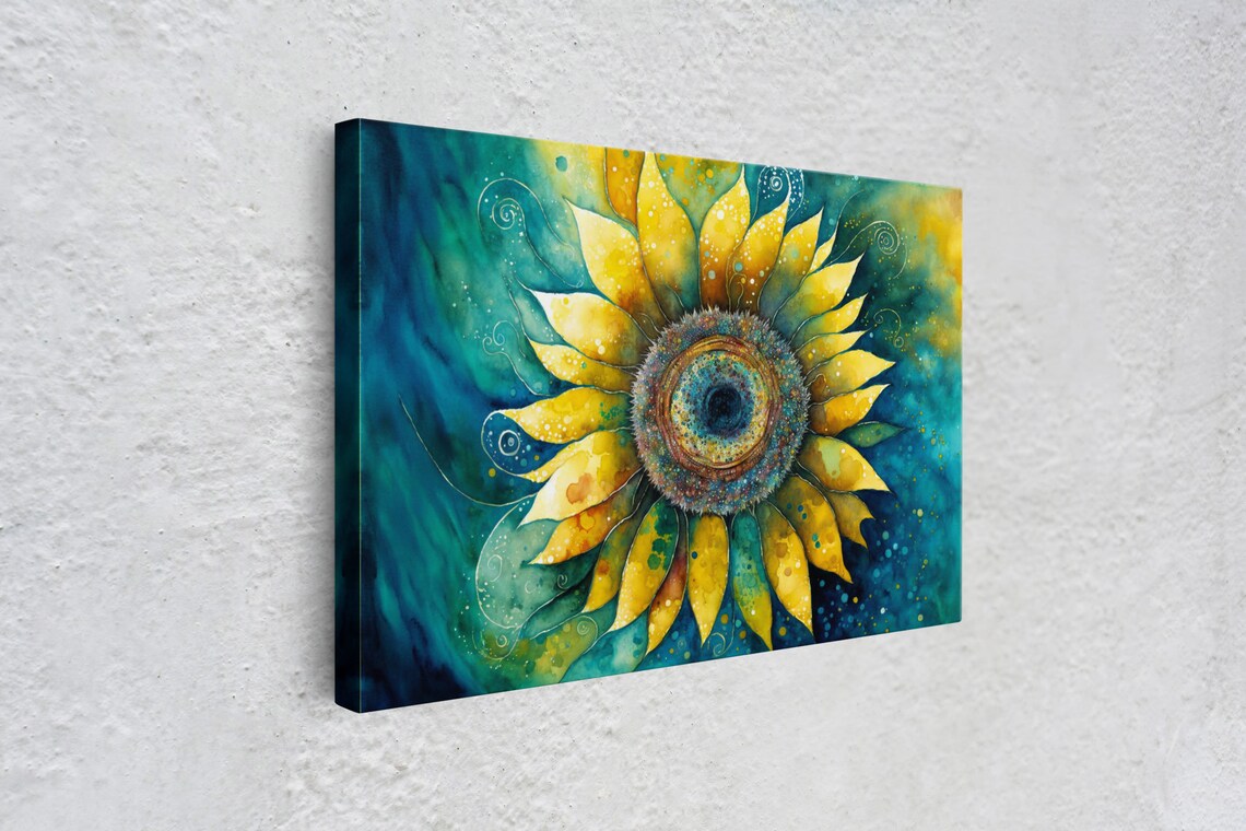 Sunflower Watercolor Farmhouse Living Room Art Print - Image 4
