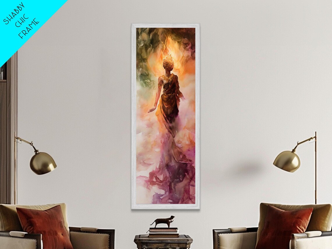Ethereal Goddess Radiant Golden Halo Pink Watercolor Feminine Art Poster - Image 3