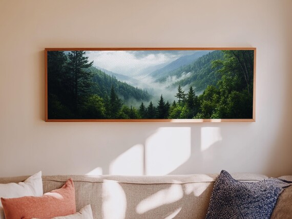Emerald Green Mountain Landscape Wall Art Blue Ridge Mountains Print Extra Large Wall Art For Living Room Above Sofa