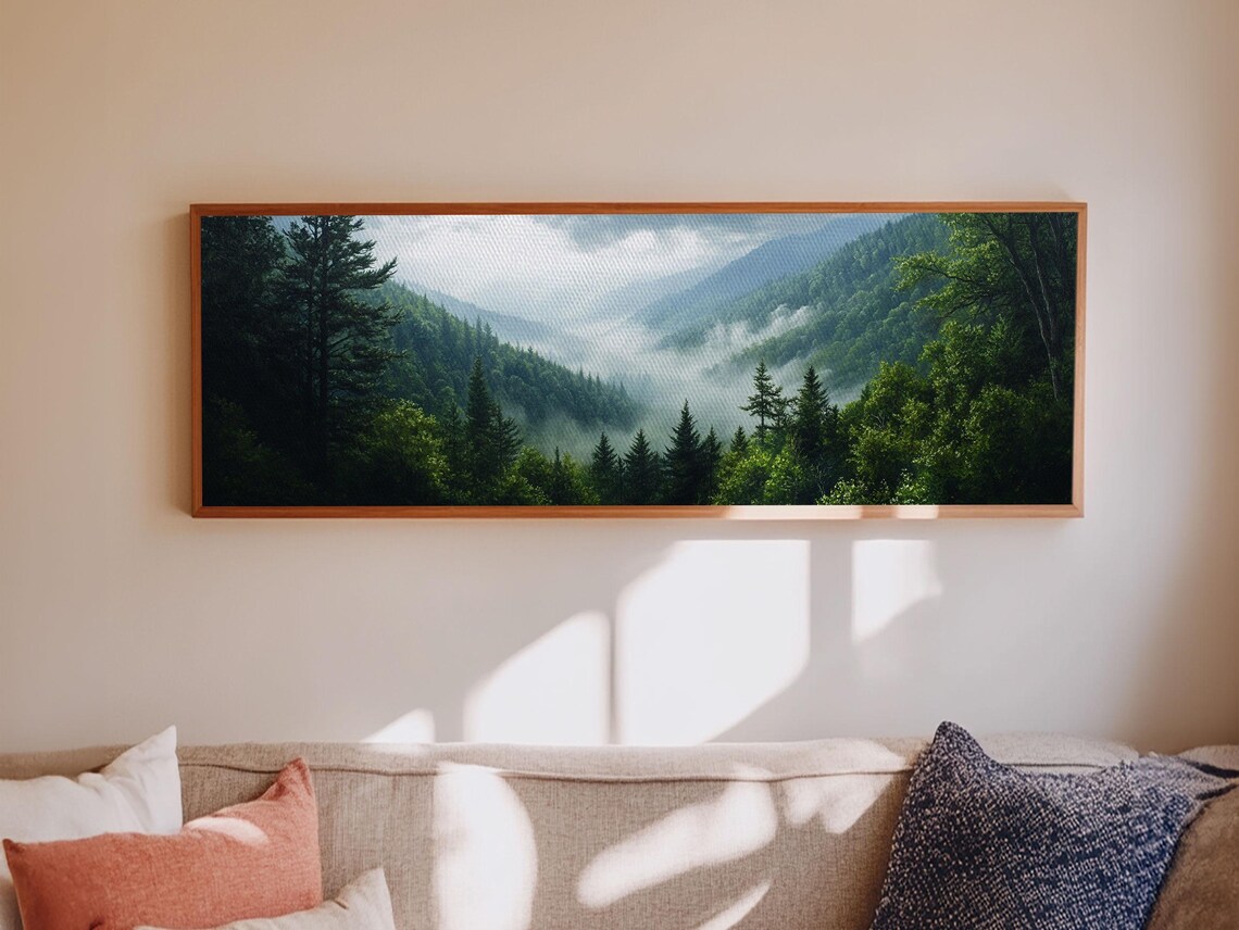 Emerald Green Mountain Landscape Wall Art Blue Ridge Mountains Print Extra Large Wall Art For Living Room Above Sofa